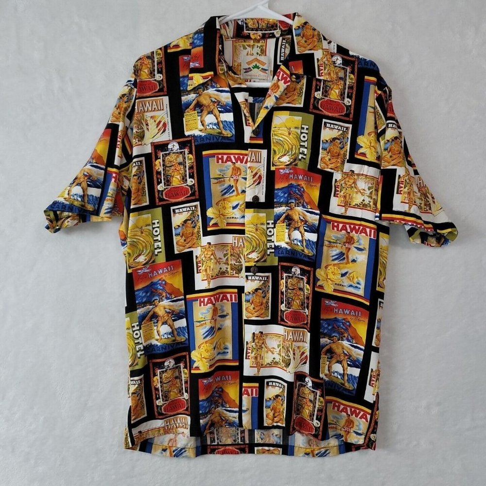 Rare Pineapple Juice Men's Hawaiian Shirt Travel Surfer Poster Print Size Small